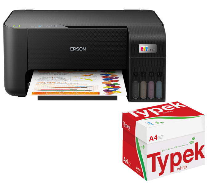 Epson EcoTank L3210 MFP Colour Inkjet Printer &amp; Typek A4 80gsm Box of 5