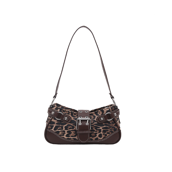Brown Leopard Print Shoulder Bag, Fashionable Handbag