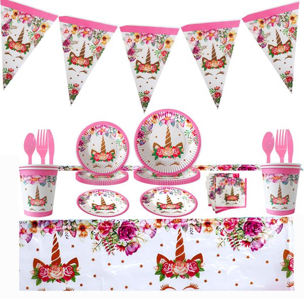 82 pieces Unicorn Party Tableware Set, Disposable Tableware Party Gift