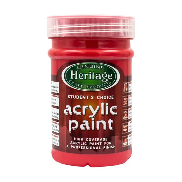 Heritage Pure Acrylic Paint 250ml - True Red