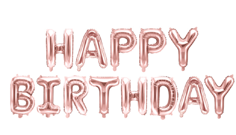 Foil Balloon Happy Birthday, 340x35cm, rose gold