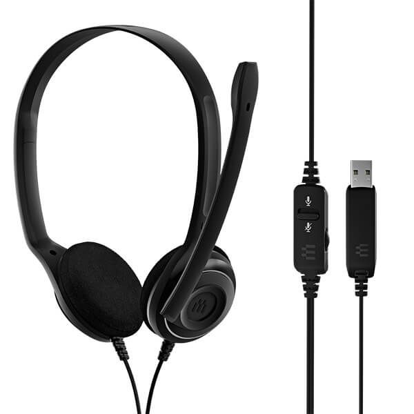 EPOS PC 8 USB Professional On-Ear Stereo Headset with Microphone for Work &amp; Gaming - Wired USB Audio