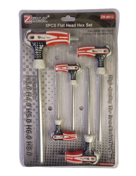 ZRUI - 5 Piece T-Handle Hex Wrench Set