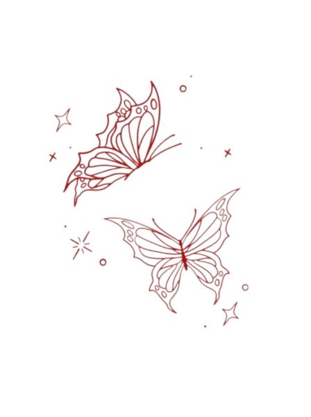 1 Piece - Mystical Butterfly Design Temporary Tattoo - Red