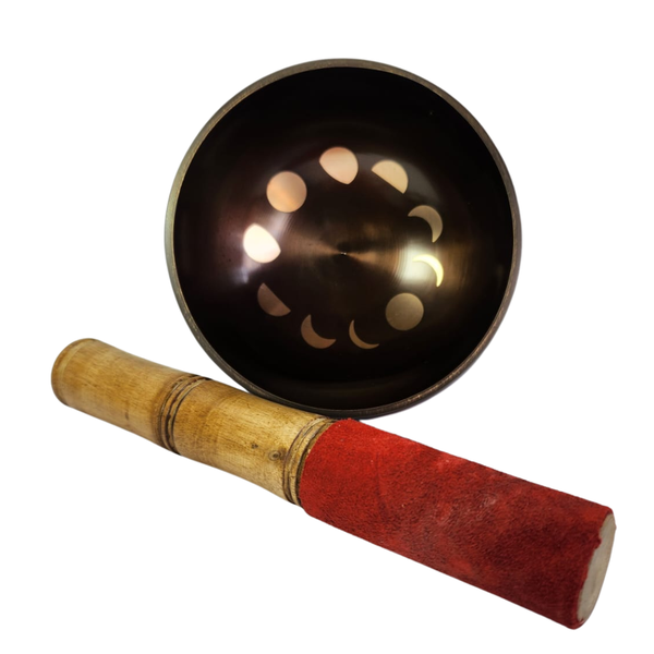 11cm Brass Moon Cycle Singing Bowl with Mallet