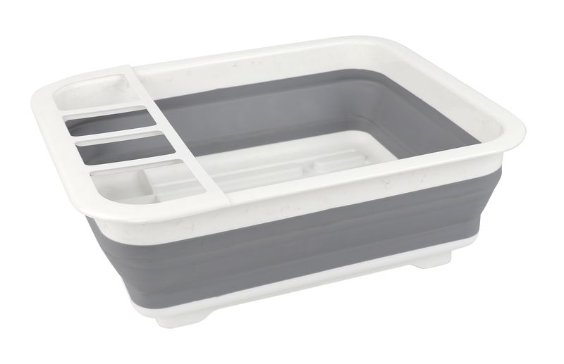 Homequip - Foldaway Dish Rack Compacy Grey and White - 36.5 x 31 x 12.5cm