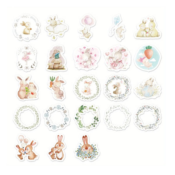 Beautiful Cute Bunnies Journaling Stickers