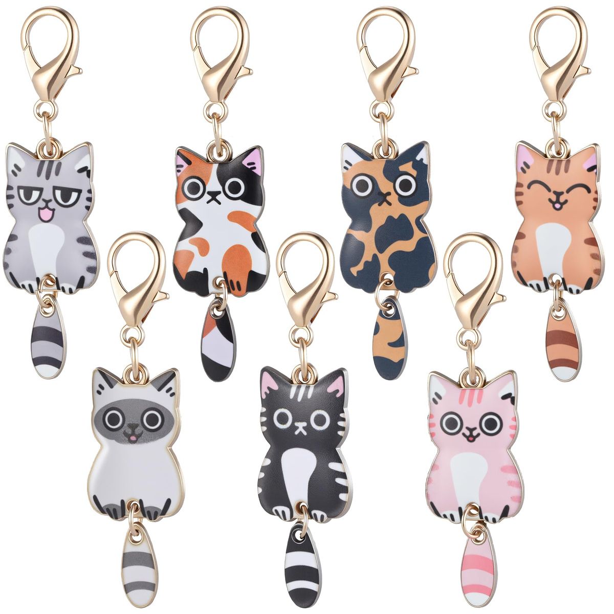 7 Pcs Small Cat Key Chains, Cute Kitten Bag Pendant Gifts