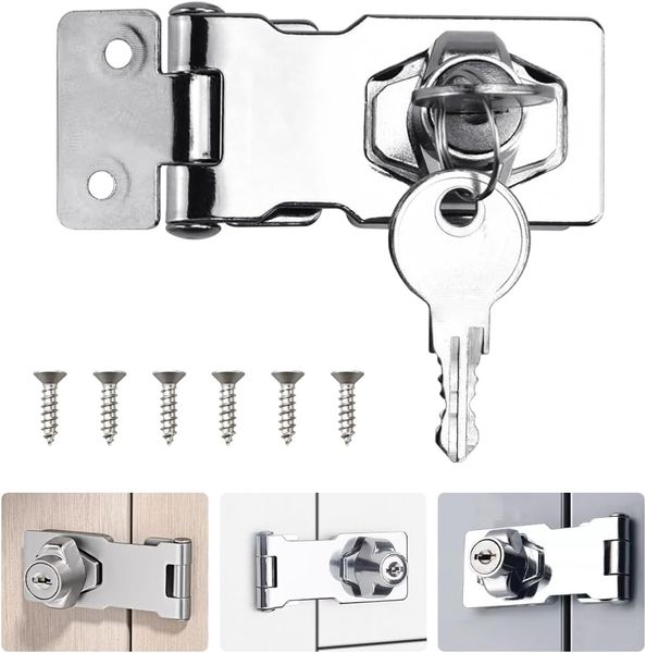 Keyed Hasp Lock, Hasp and Staple with Padlock, (2.5 Inch)
