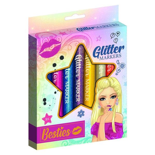 Besties - 8 Glitter Markers In Wallet