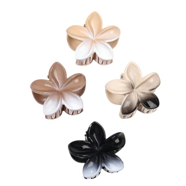 4 Piece Mini Ombre Floral Hair Clips - Multicolor