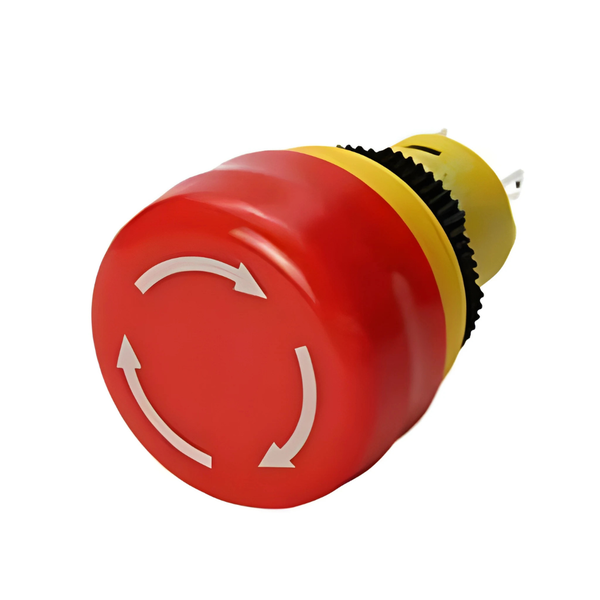 PBME25TR2S-65 Emergency Push Button 25mm 2NO 2NC Rotary IP66 Solder