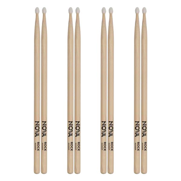 Vic Firth VFNROCKN - Nova Rock Hickory Wood Tip Drum Sticks - Pack of 4