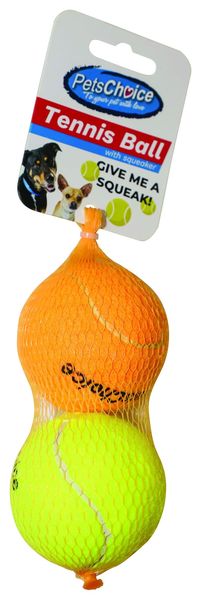 Pet Choice - Dog Toy 2 Pack Tennis Squeaky Ball 6cm