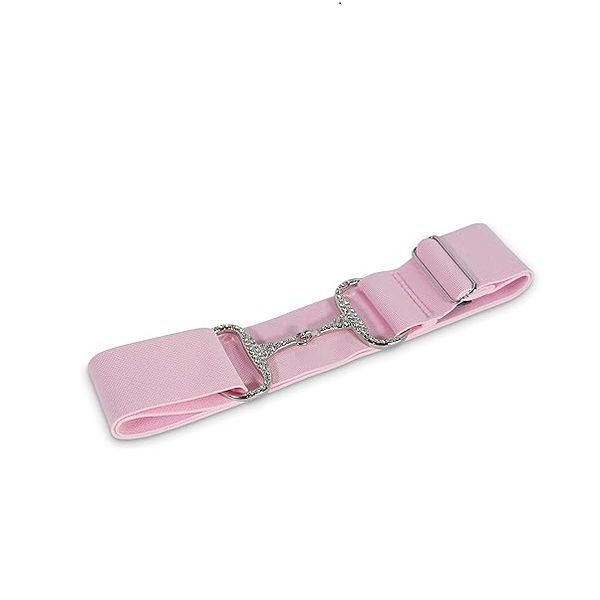 White Gold Metal Rhinestone Snaffle Bit Equestrian Horse Riding Belt - Pink