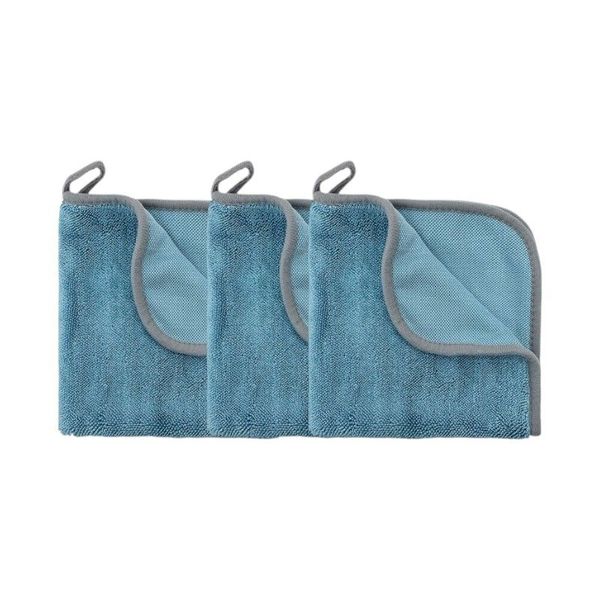3-Pack Premium Microfibre Car Cleaning Cloth - 60x40cm - Blue