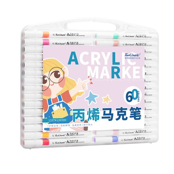 60 Colors Acrylic Paint Markers Set Soft Brush Tip Acrylic Paint Pen