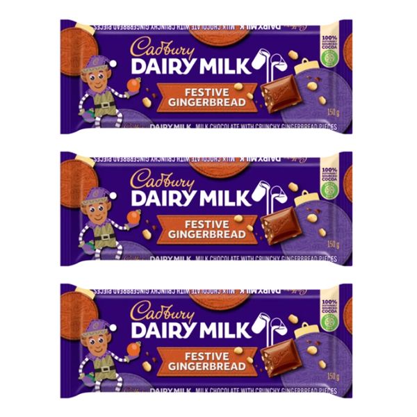 Cadbury Dairy Milk Festive Gingerbread Chocolate Slab - 3 x 150g | Buy ...