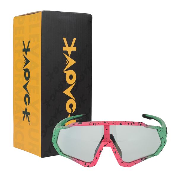 Kapvoe Photochromic Sport Sunglasses - Sunset Lens/ Watermelon Frame
