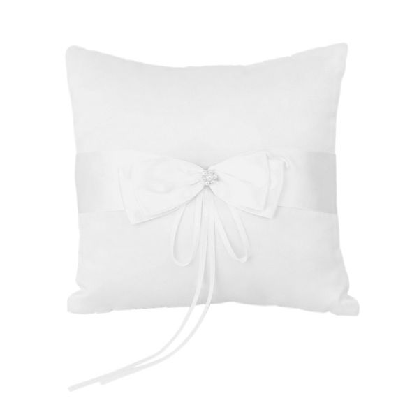 Ivory Faux Pearl Flower Wedding Party Pocket Ring Pillow Cushion 4'' x 4
