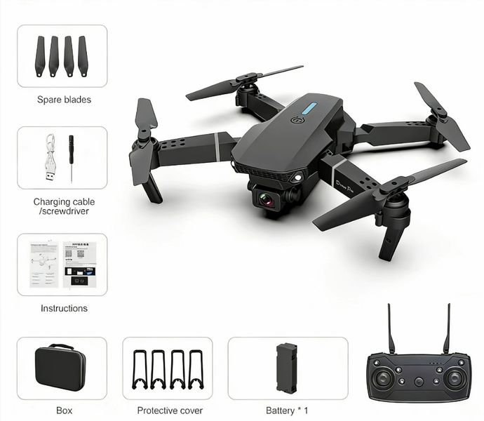 E88 Pro Drone with 4K Dual Camera Compatible With Smart Phone For Beginner