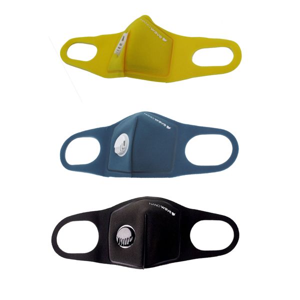 Nanowave Kiddies Reusable Protective Face Mask - Black,Teal &amp; Yellow 3 Pack
