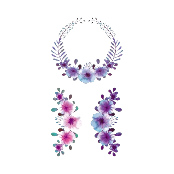 Tattoo - Waterproof High Quality Skin Safe - Purple Flower Circles - X-497