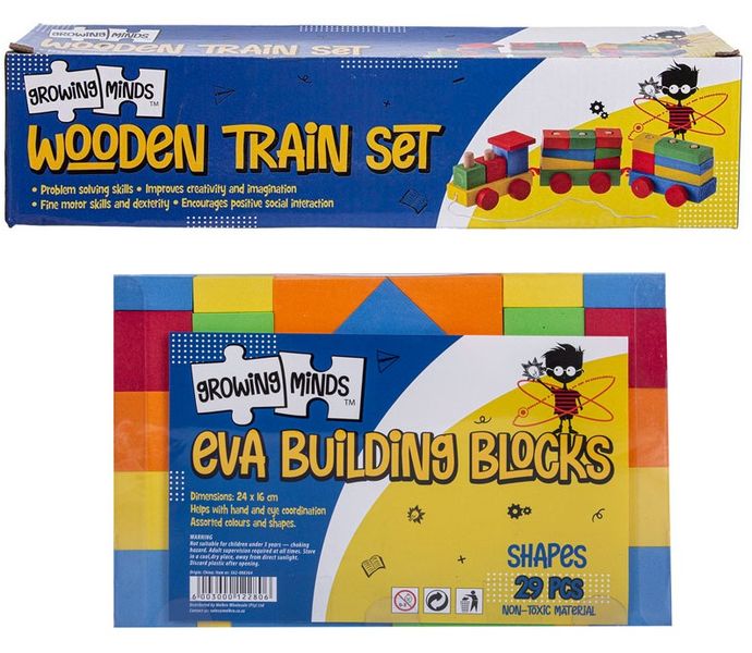 Eva Foam Building Blocks (24x15.5cm) &amp; Wooden Train (34cm)