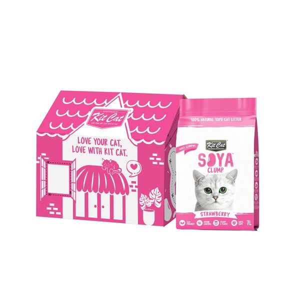 Kit Cat Soya Clump Cat Litter - Soya Clump Strawberry Bulk Unit (6 x 7L)