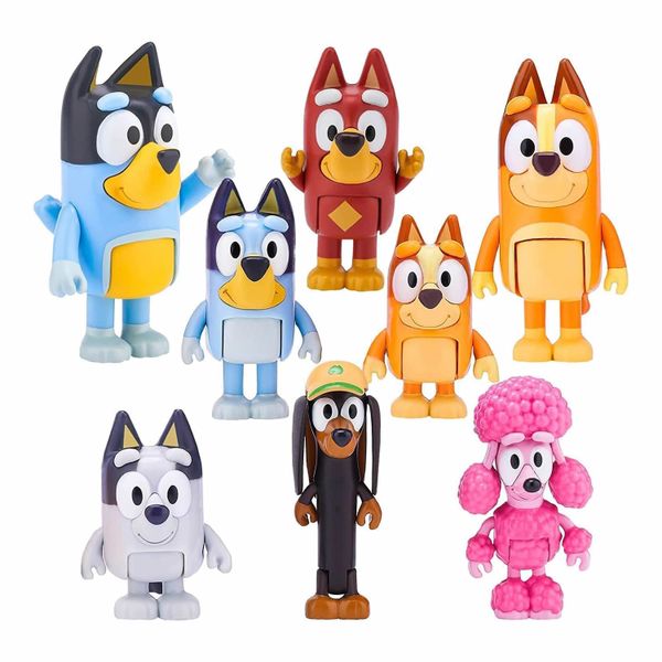 8 Pieces Action Toys Playset,Bluey Family and Friends Action Figures
