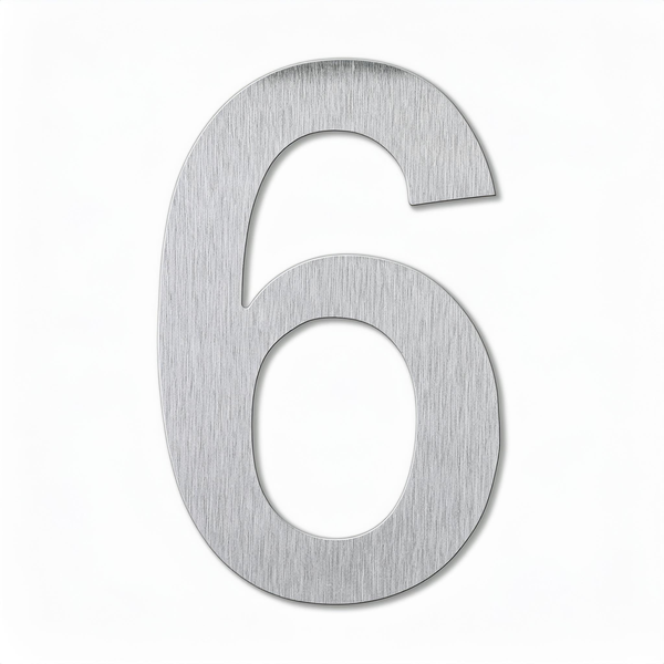 Modern Design Stainless Steel House Number 6 - Sleek, Durable &amp; 228mm Thick