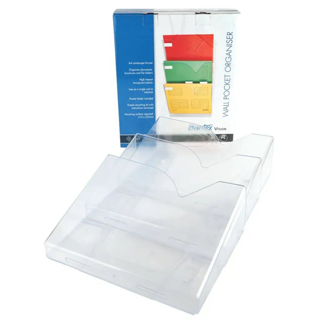 Bantex pvc interlock wall organizer pocket clear a4 landscape shop