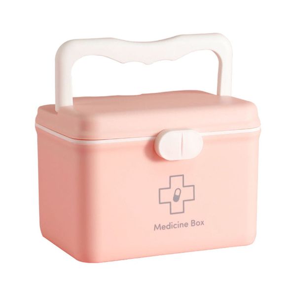 Portable First-Aid &amp; Medicine Storage Box - 2-Tier Design