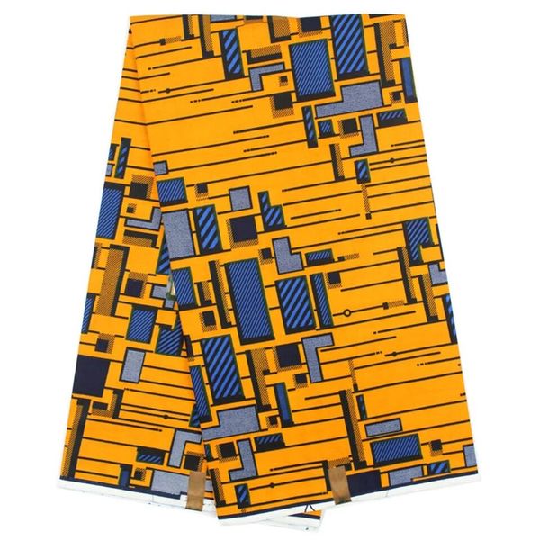 African Print Material - Yellow and Blue 5.5m
