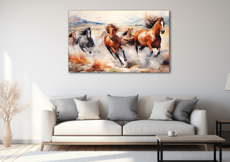 Canvas Wall Art -Watercolour Wild Horses - HD0134