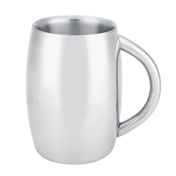 Stainless Steel Double Wall Coffee Cup Beer Tea Mug with Handle 550ml