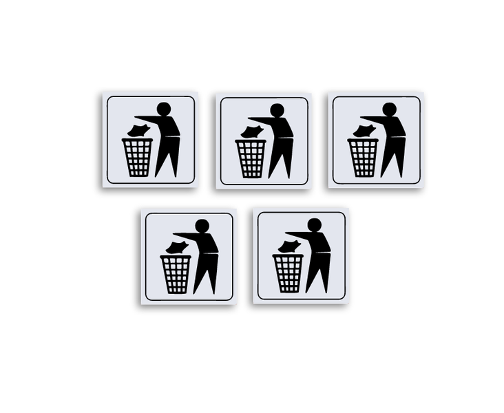 Rubbish Bin Sign Board - Use Bin - Safety Sign - Pack of 5 ABS Sign Board