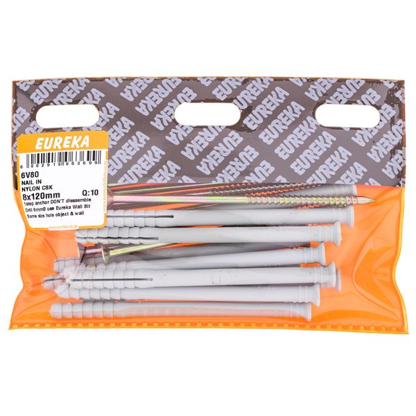 EUREKA Nail-In Anchor Nylon Countersunk 8 x 120mm Q:10 6V80