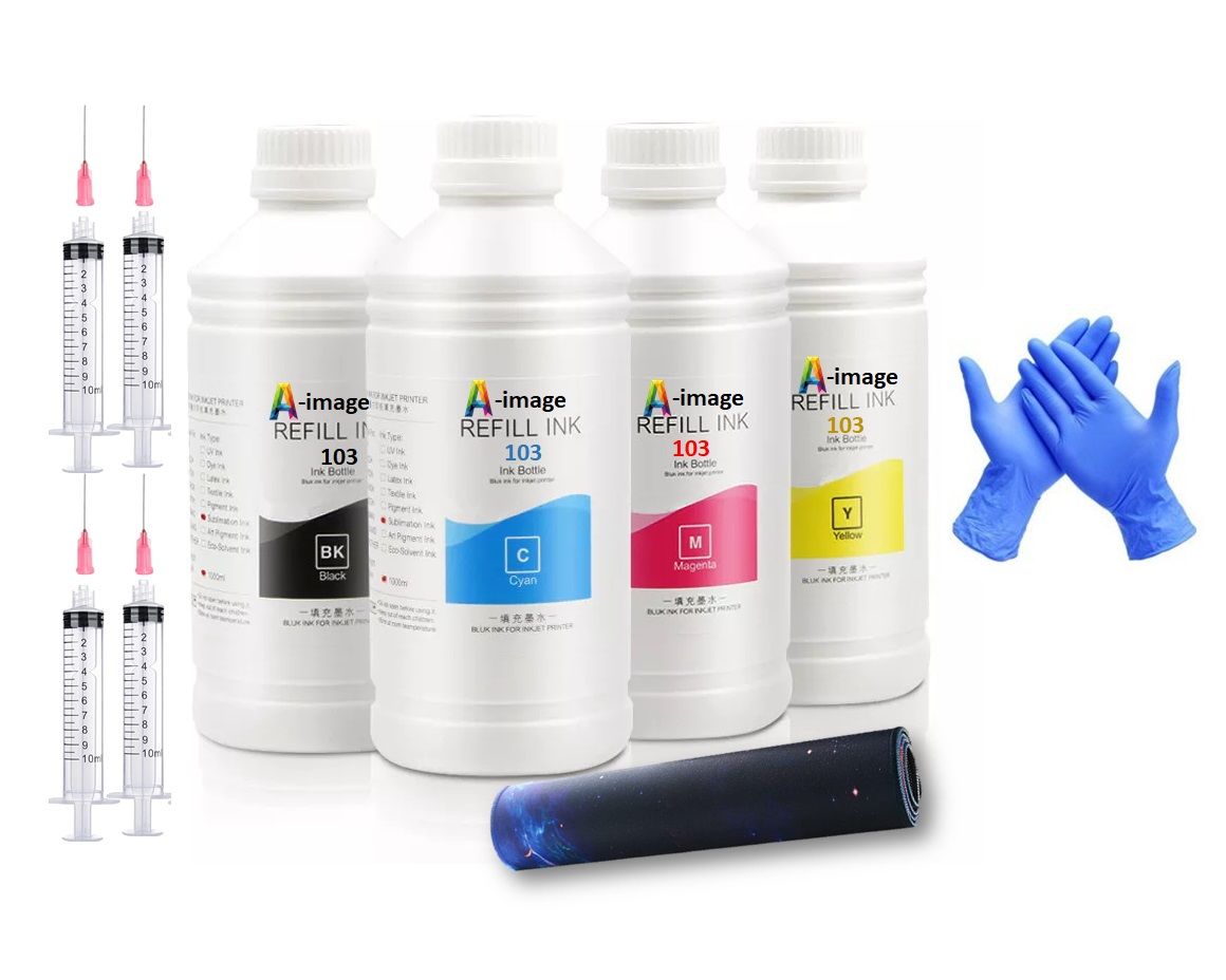 Bulk Refill Ink Compatible with Epson 103 EcoTank - (BK/C/M/Y) 1L X 4