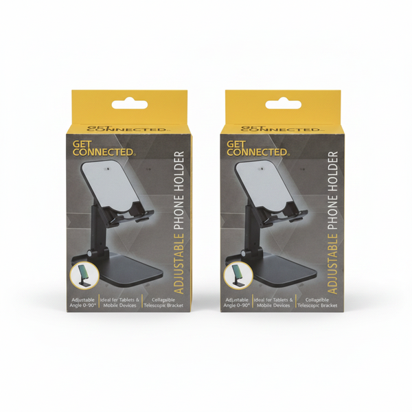 Get Connected Adjustable Mobile Phone Stand with 270-Degree - 2 Pack