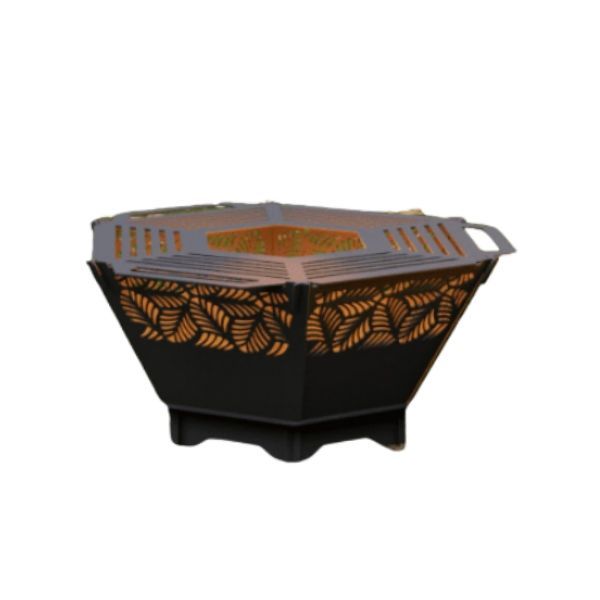 Portable Boma / Braai Firepit - Stainless Steel Leaves