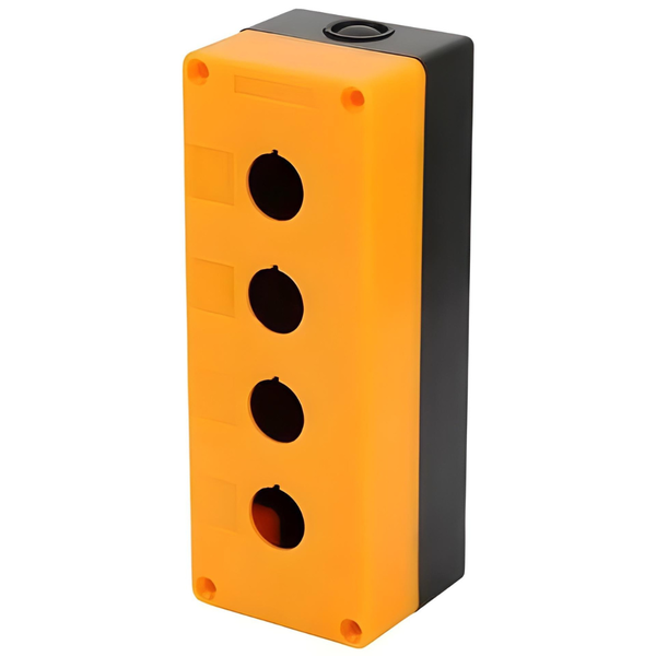 HKD BX4-22 IP65 Push Button Enclosure - Yellow, 4 Hole, 22mm