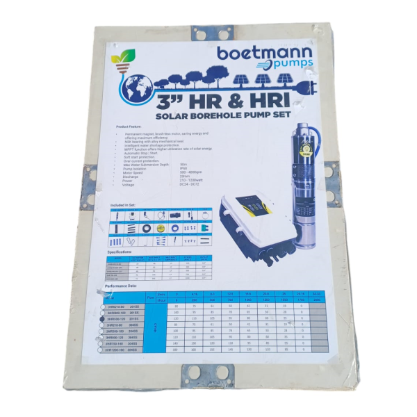 Boetmann Solar Submersible / Borehole Pump with Control Box - 500W - 120m