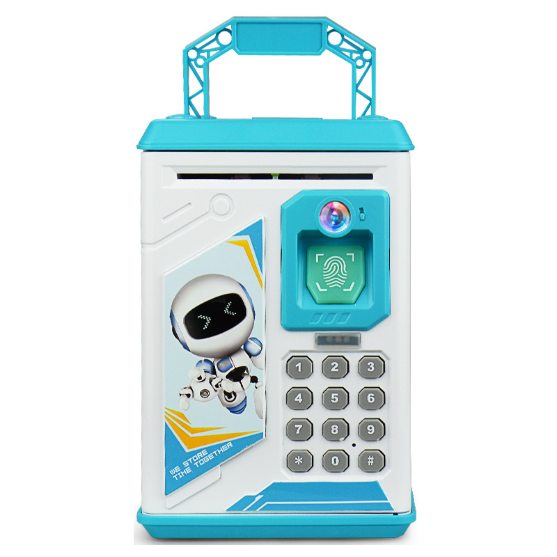 Kids Electronic Piggy Bank with Face & Fingerprint Recognition Blue