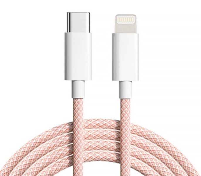 Braided Type C Compatible With iPhone (Lightning) Cable - 1m, Durable Nylon Design
