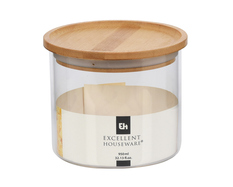 Excellence Homeware 950ml Storage Jar with Bamboo Lid