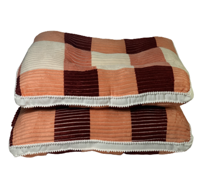 2pc Microfiber Super Soft Pillows Orange &amp; Red Checks Patt