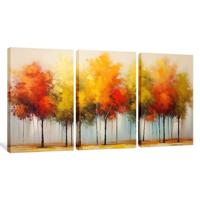 Abstract 3 Piece Autumn Fall Tree Canvas Print Wall Art | Shop Today ...