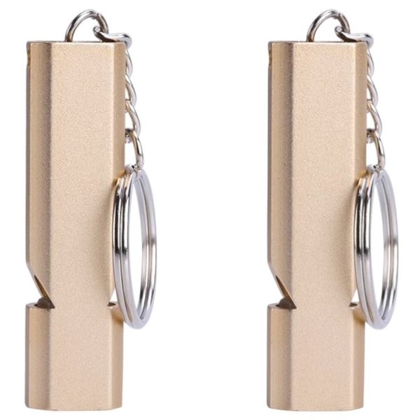 Double-Hole Emergency Survival Whistle With Keychain - 2 Piece