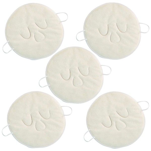 5 Piece - Facial Treatment Towel Set With Comfort-Fit Elastic Loops - White